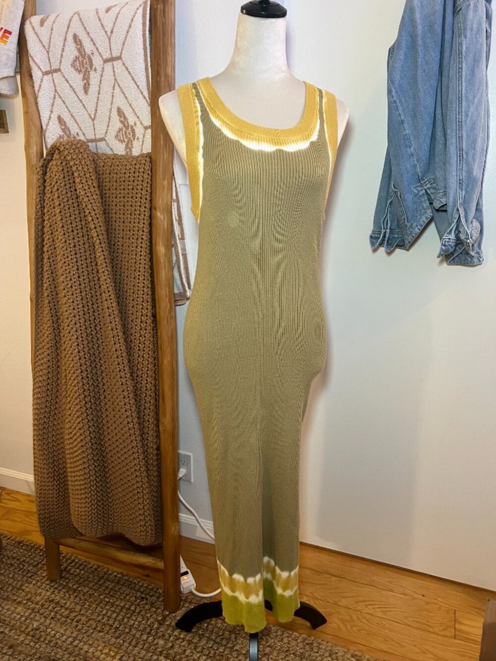 Prabal Gurung Collective Ombré Ribbed Knit Sleeveless Maxi Dress